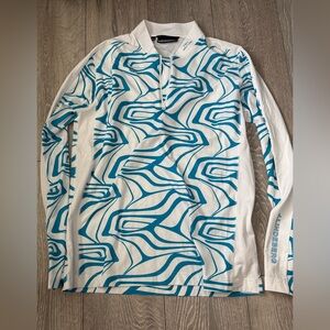 J.Lindeberg Women’s Aqua and White Longsleeve Golf Shirt